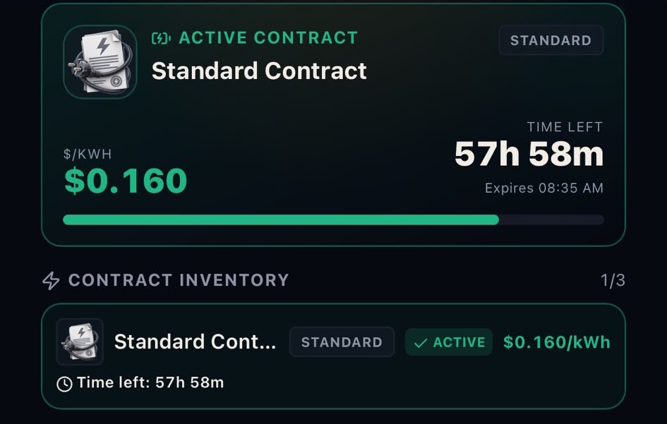 Electricity contract market in HashEmpire