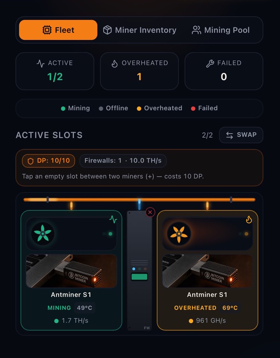 Mining farm layout in HashEmpire